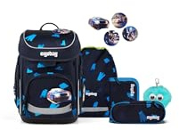 ergobag cubo Bundle Set AW25/26, ergonomischer Schulranzen Klassisch 6-teilig 1. Klasse Grundschule VerfolgBärjagd - Dunkelblau