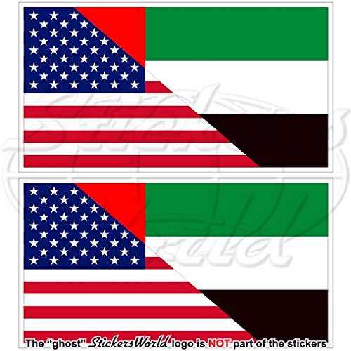 Vinyl-Aufkleber mit USA- und USAE-Dubai, Abu Dhabi, amerikanisch-United Arabischen Emirate, 100 mm, 2 Stück