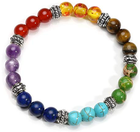 MILAKOO Männer Frauen 7 Chakren Armband Heilung Ausgleich Reiki Yoga Gebetskette 8mm