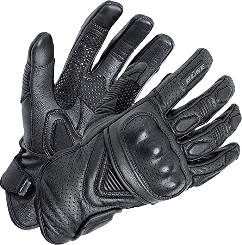Büse Cafe Racer perforierte Motorrad Handschuhe, schwarz, 9 (L) | Verstellbare Passform
