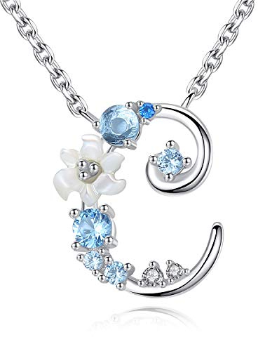 VIKI LYNN Damen Initiale Halskette Buchstabe C Alphabet Anhänger Schmuck 925 Sterling Silber und Zirkonia Anfangsbuchstaben Personalisierte Geschenke für Mädchen Frauen