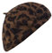 YAKEFJ Damen Vintage Wollmütze im französischen Stil mit Leopardenmuster und warmer Wintermütze