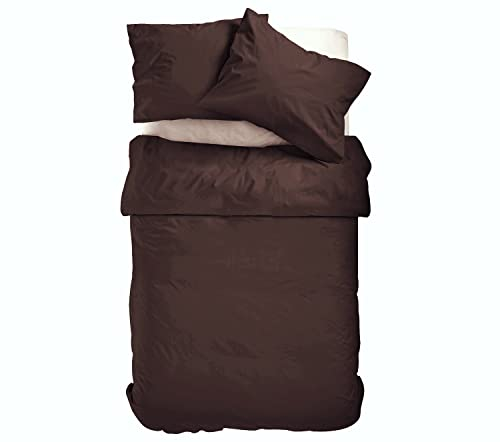 Amolavet Sommer Bettwäsche 135x200 2teilig Set Braun aus Gebürstetem Mikrofaser Sommerbettwäsche 135x200 Bettbezug 135 X 200 + Kissenbezüg 80x80 Mit Reißverschluss für Einzelbett