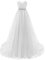 Misshow Robe Femme Longue Chic Soirée avec Ruches Epaule Nu Robe de Mariée Longue Mariage en Mousseline Blanc 38