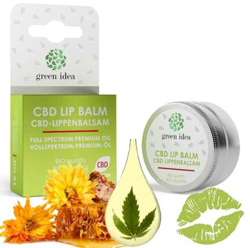 Green idea - CBD Lippenbalsam mit Bienenwachs, Hanföl, Sheabutter | für perfekt gepflegte und hydratisierte Lippen - natürliche Lippenpflege trockene spröde Lippen - ekzematöse Lippenhaut 15 ml
