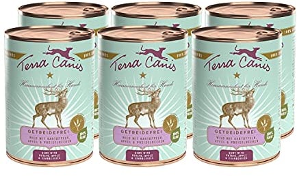 Terra Canis Wild, Kartoffel, Apfel & Preiselbeere - Getreidefreies Nassfutter, 6x400g I Premium Hundefutter in 100% Lebensmittelqualität Aller Rohstoffe I Reichhaltig, gesund & glutenfrei