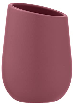 WENKO Bicchiere porta spazzolini Badi per spazzolini in ceramica di qualità e superficie opaca, bicchiere per spazzolino e dentifricio, ideale per bagno o WC di cortesia, Ø 8x11 cm, Rosa antico