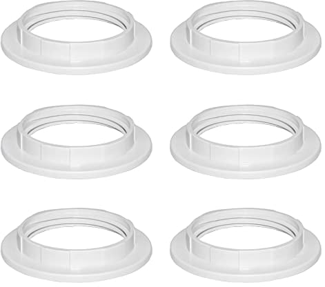 Lampenschirm Reduzierring Schraubring E27 Weiß 40MM, Lampenschirm Schraubring E27 für Lampenschirm Halterung, Tischlampe, Deckenleuchten, Stehlampe, Lampenschirm Ring E27 Kunststoff, 6 Stück
