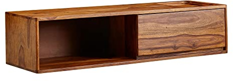 FineBuy Design Lowboard Sospeso 108x25x34 cm Legno Massello di Sheesham | Tavolo TV Mobile Porta TV Moderno | Scaffale HiFi con vano portaoggetti