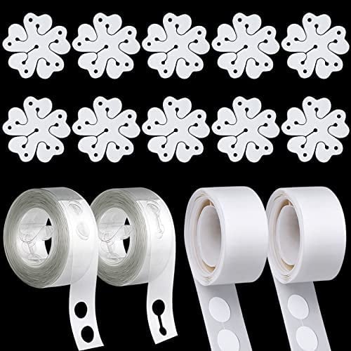 DONQL Balloons Girlande Streifen und Luftballon Kleber Punkt Aufkleber, 2 Rollen 16 Fuß Ballon Girlande Streifen 10pcs Ballon Blume Clips 200 Klebstoffpunkt Aufkleber für Hochzeitsfeier/Geburtstag