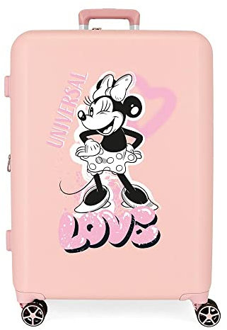 Disney Minnie Heart Mittelgroßer Koffer, Nude, 48 x 70 x 26 cm, starres ABS, integrierter TSA-Verschluss, 88 l, 3,98 kg, 4 Doppelräder