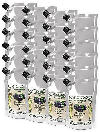 VITAVEGGY BROMBEEREN FRUCHTPÜREE 24x1kg von Food-United blackberries-fruit-puree für Brombeer-Saft-Smoothie-Schwarzbeer-Johannisbeer-Sorbet-Cocktail-Shake ohne Aroma- Farb- & Konservierungsmittel (24)