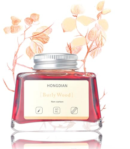 Hongdian Fountain Pen Bottled Ink Burly Wood Color, 60ml Non Carbon Inkwell Bottle, Artist Calligraphy Ink