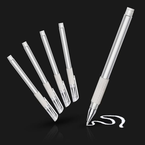 Toseky 5 Stück Tatto0-Marker Stift, Skin Marker Positionierstift, Weißer Markierungsstift, Hautmarkierungsstift, Zeichenstift, waschbarer Schreibstift für Arme, Haut, Augenbrauen