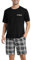 Vlazom Ensembles de Pyjama Homme été Pyjama Court à Manches Courtes avec Poches Loungewear Doux Vêtements de Nuit 2 Pièce，Noir + Blanc，M