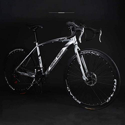 ALQPPM Vélo de Route 26 Pouces, Vélos 24 Vitesses, Freins À Double Disque, Cadre En Acier À Haute Teneur En Carbone, Course de Vélo de Route, Hommes Et Femmes Adultes Uniquement, Blanc/Argent