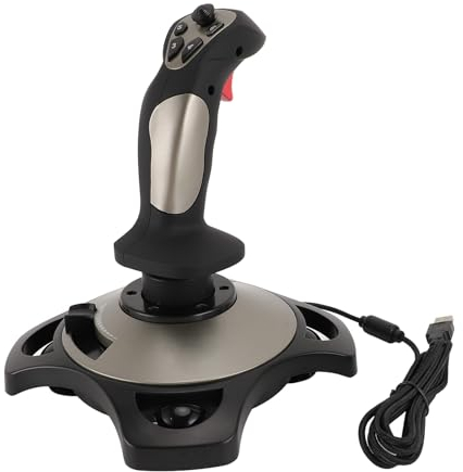PC Flight Game Joystick, Kabelgebundener Flight Stick mit Vibrationsfunktion für PC Computer Laptop, Kompatibel mit 7 8 10 11, 4 Achsen 12 Tasten Beschleunigungsventil,