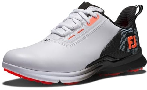 FootJoy Men's Fuel Golf Shoe, White Black Orange, 40.5 EU