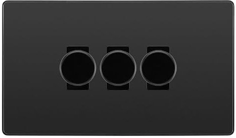 BG Evolve Black Chrome 3 Gang Custom Grid Dimmer Light Switch