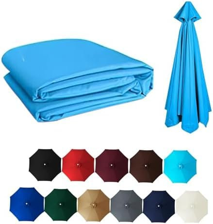 YZTTCD Fundas de Repuesto Para Sombrilla, Tela de Repuesto Para Sombrilla, Resistente A La Decoloración, Protección Uv, Ideal Para Terraza, Piscina Y Playa, Color Azul Lago, 6 Varillas: 2 M/6,5 Pies