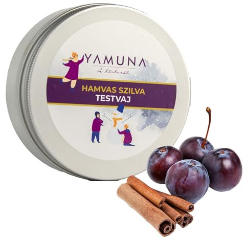 YAMUNA NATURAL BEAUTY-Körperbutter Luxuriöse, Pflege mit Sheabutter & Kakaobutter für trockene Haut.Spendet intensive Feuchtigkeit, ein seidig-weiches, geschmeidiges Haut(200 ml, Pflaume mit Zimt)
