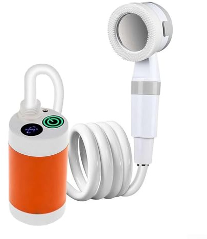 6000MAh Rechargeable Shower, Portable Shower For Camping, Waterproof Outdoor Shower Kit For Car Washing Garden Irrigation, 12.3×6.5 Cm(Orange)