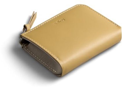 Bellroy L-Pocket, Minimalistische Brieftasche mit Reißverschluss - Mustard | Minimalistische Leder-Brieftasche mit Reißverschluss für Karten, Münzen und Schlüssel