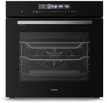 Klarstein Airjet Forno da Incasso 72L - Forno Elettrico Ventilato con Airfryer, 13 Funzioni, Touch, Classe A++, Pulizia Facile, Blocco Bambini, Sonda Temperatura, 60 cm, Nero