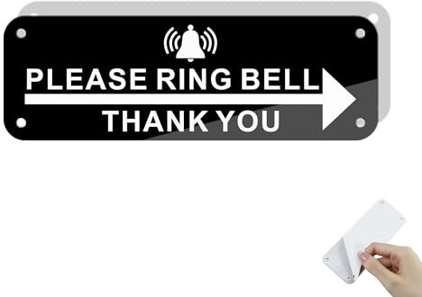 Hivia 15x5cm Please Ring Bell Sign, Reflective Right Arrow | Waterproof & UV resistant, self-adhesive sticker or screw fixing, durable aluminium, perfect for outdoor doorbell indication