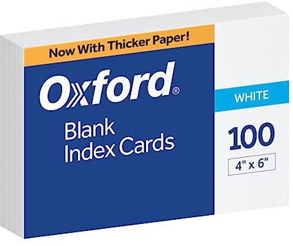 Oxford Karteikarten, blanko, 10,2 x 15,2 cm, Weiß, 100 Stück