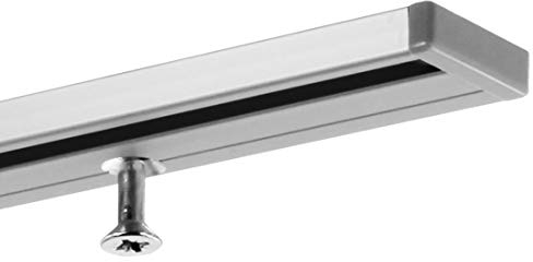 Gardineum Vorhangschiene Gardinenschiene Aluminium silber, hochwertig eloxierte Oberfläche 1-läufg - vorgebohrt! (alu-silber, alu-silber -1,80)
