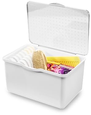 madesmart Cubo de Basura con Tapa apilable, Mediano, Color Blanco