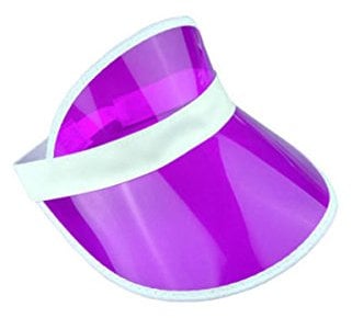 WickedFun® Unisex Retro 80s Neon Sun Visor Hat Headband Cap for Golf Tennis Stag Poker Party (Purple)