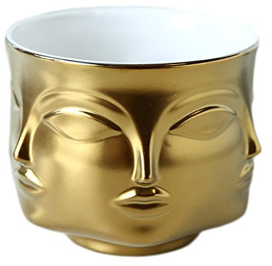 Ceramic Gold Four-Face Planter Head Face Vase Home Decoration Succulent Cactus Indoor Plant Pot Versatility Designs