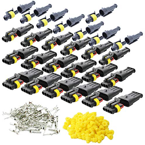 CESFONJER Imperméable à l'eau Connecteur, Électrique Prise Mâle et Femelle, AWG Connecteur étanche électrique pour Moto Scooter Auto Truck Marine (1 Pin × 8P 2 Pin × 6P 3 Pin × 6P 4 Pin × 6P)