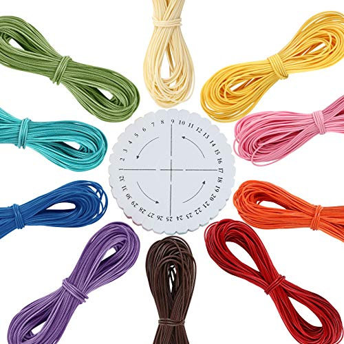LEMESO 11 pz Filo Cerato per Braccialetti Amicizia, per Collane, Disco per Tessitura, 15 m, ø 1 mm, Spaghi e Cordino per Perline