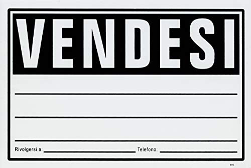Cartello VENDESI Plastificato 30 x 20 Cm per visibilità Distanza. con Scritta Rivolgersi a. e Telefono. Bianco.