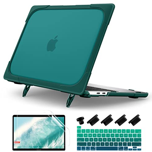 Batianda Robuste Schutzhülle für das Neue MacBook Pro 13 Zoll 2022 2020 A2338 M2 M1 Chip A2289 A2251 mit TouchBar, stoßfeste Hartschale mit TPUStoßdämpferKlappständer und Tastaturabdeckung Skin,