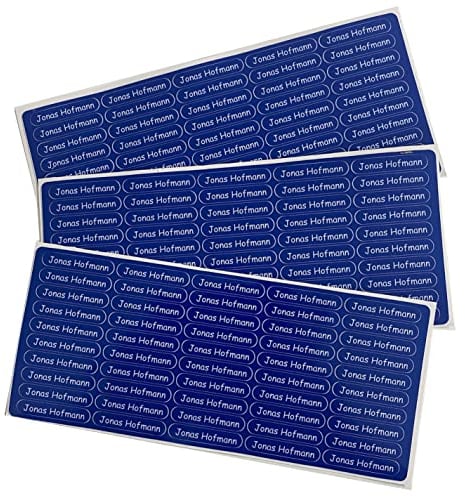 Indigos UG Namensaufkleber Kinder Schule - Aufkleber selbst gestalten - 36x7mm - 10-300 Stück - Namensschilder Kindergarten, Sticker KITA, Büro - wasserfest, spülmaschinenfest, laminiert