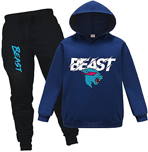 Forlcool Berühmtes YouTube-Gamer-Logo, gerissene Lightning-Katze, bedruckter Kapuzenpullover und Hose, 2 Stück/Sets, 9,10 Jahre