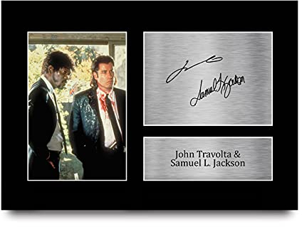 HWC Trading A4 John Travolta & Samuel L Jackson Pulp Fiction Geschenke Gedruckt, Signiert Autogramm Bild Für Film-Erinnerungsstücke-Fans