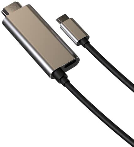 Motorola Listo para Cable USB-C a HDMI con Adaptador USB-C para alimentación/Carga Listo para el Modo: Transferencia de Datos USB3.1 para teléfonos Edge +, Tipo C