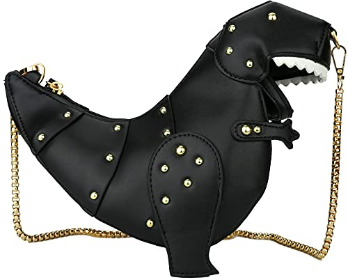 Ondeam Dinosaurier Schulter Geldbörsen, PU Niete Tyrannosaurus Rex CrossBody Tasche für Mädchen Frauen