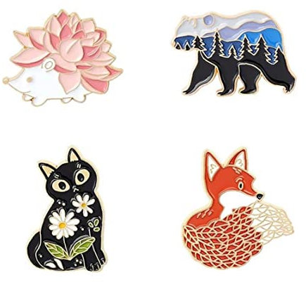 Forest Garden Pin Custom Cat Bear Hérisson Broche Broche Bague Pin Dessin Animal Badge Badge Bijoux Cadeau pour Enfants Amis