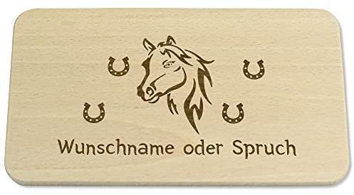 Kreativknoten Frühstücksbrettchen für Kinder personalisiert, Geschenkidee als Geburtstagsgeschenk oder Babygeschenk, Taufgeschenk. Ein nachhaltiges Geschenk aus Massivholz - Pferd
