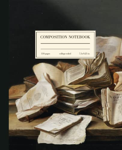 Composition Notebook College Ruled: Classical Painting Book Lover | Dark Academia Aesthetic Journal For School, College, Office, Work | Wide Lined