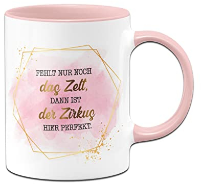 Tassenbrennerei Original Tasse mit Spruch Fehlt nur noch das Zelt dann ist der Zirkus hier perfekt - Lady Boss Edition im Gold Design - Büro Kaffeetasse lustig Geschenk für die Kollegin, Chefin (Rosa)