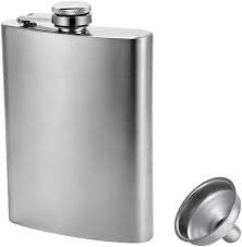 HOT BARGAINS Hip Flask, 8oz Stainless Steel with Funnel, Classic Design