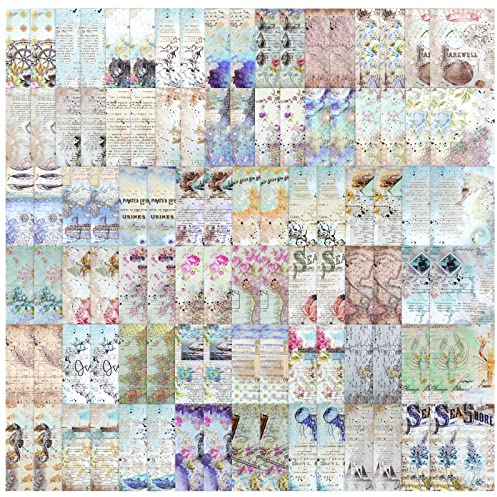 100 Blatt Ozean Thema Scrapbook Papier, Vintage Journaling Scrapbooking Dekoratives Zubehör für Journaling Hintergrund Junk Journal Planer Ästhetisches Dekor Collage Album