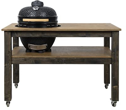 Grill table, BBQ kitchen space for Kamado Big Joe III ceramic smoker (L-160cm W-90cm H-88cm) (Legs with wheels)